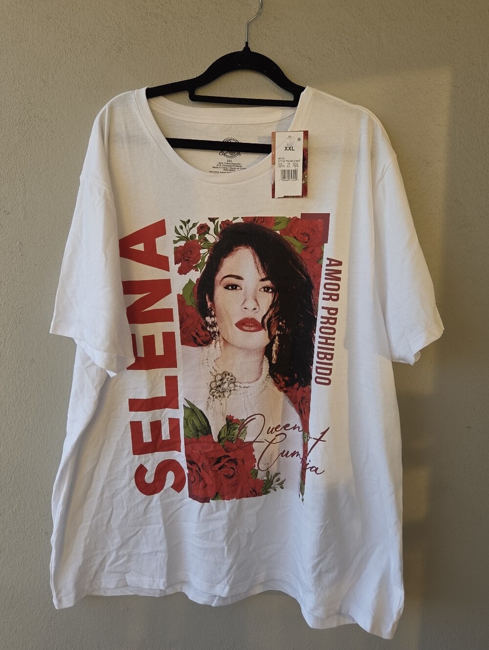 Selena White Graphic Tee T-shirt 2X NWT Amor Prohibido Official Merch